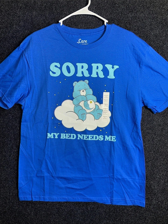 Care Bears Other - Care Bears Bedtime Bear Sorry My Bed Needs Me T-Shirt Tee Large Blue & White